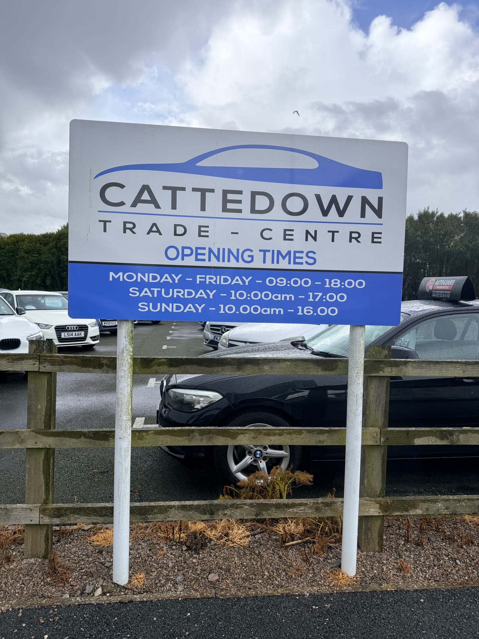 Post-mounted forecourt sign board by Omega Print & Signs